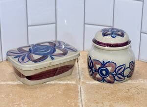 MCM Stavanger flint Norway Camilla Square Lidded Box & Jar Modernist Pottery JW